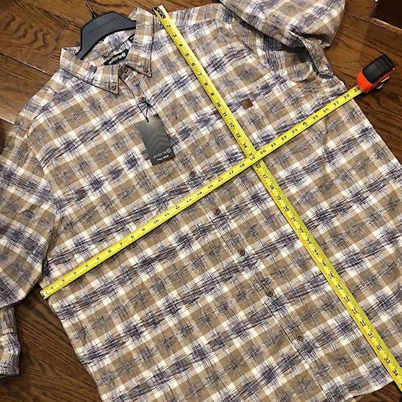 SOLARIS Mens Khaki Navy Blue Graphic Button Down Long Sleeve Shirt Sz 3XLT NWT - Picture 4 of 11